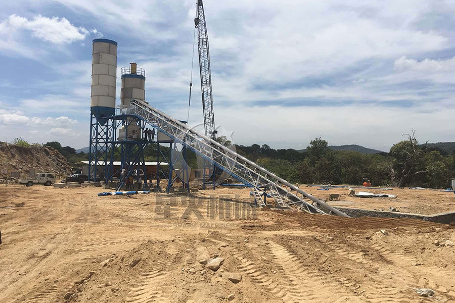 Belt type fixed concrete batching plant for sale-Henan Spark